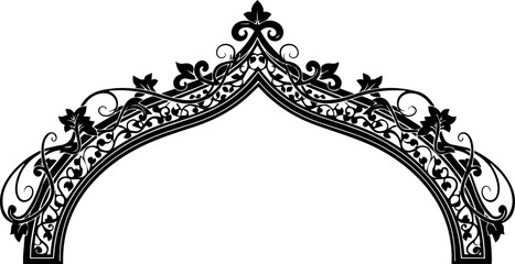 Elegant black ornate arched frame with floral details for invitations and sophisticated designs, perfect for weddings, events, and vintage themes © TOP-EDGE DESIGNS