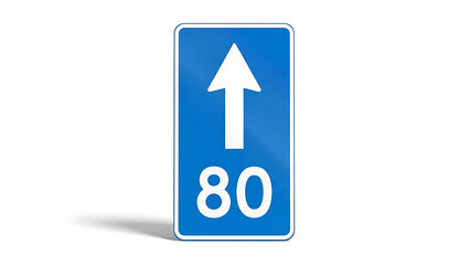 Road sign indicating speed limit and direction