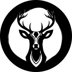 Majestic stag emblem for outdoor brand, striking deer icon representing nature's strength, wild spirit in classic black and white design, vector origin © TOP-EDGE DESIGNS