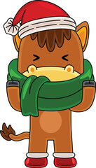 Cartoon Horse character celebrating Christmas