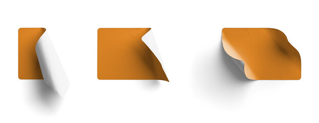 Peeled Red Rectangle Stickers Vertical and Horizontal Curl Styles