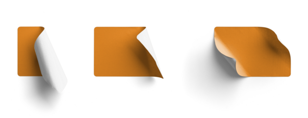 Peeled Red Rectangle Stickers Vertical and Horizontal Curl Styles