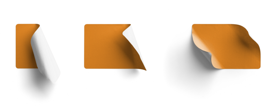 Peeled Red Rectangle Stickers Vertical and Horizontal Curl Styles