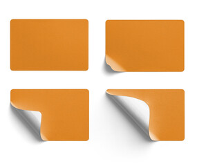 Red Rectangle Stickers with Shadows and Curl Variations