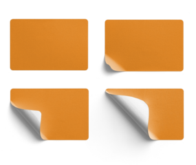 Red Rectangle Stickers with Shadows and Curl Variations