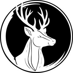 Majestic deer head with impressive antlers for nature lovers, wildlife enthusiasts, and outdoor adventures, originally created as scalable vector graphics