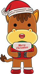 Cartoon Horse character celebrating Christmas
