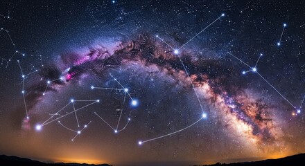 Celestial Tapestry - A Night Sky Canvas of Stars and Constellations.