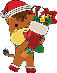 Cartoon Horse character celebrating Christmas