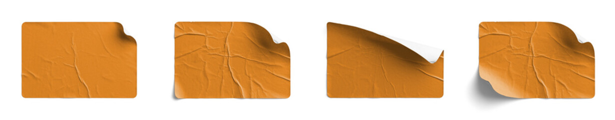 Red Rectangle Sticker Peel Sequence Top-Right Corner Curl