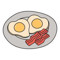 Fried eggs with bacon on a plate.