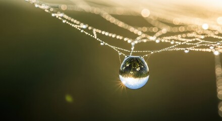 Dewdrop on a Spiderweb - A Glimpse of Natures Intricate Beauty.