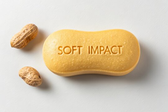 Close up of yellow peanut shaped eco friendly packaging material