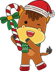 Cartoon Horse character celebrating Christmas