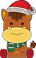 Cartoon Horse character celebrating Christmas