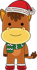 Cartoon Horse character celebrating Christmas