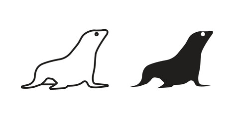 Sea lion icon vector design. icon doodle hand drawn.