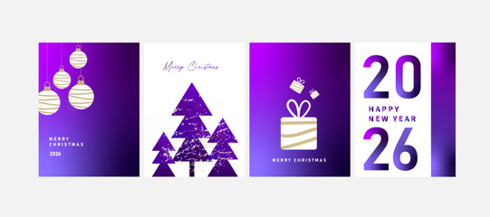 set of Creative Christmas & New Year Celebration Card Template for Marketing and Social Media