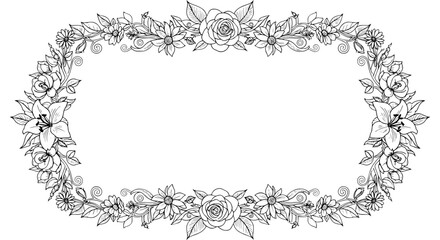 Elegant floral frame with roses and lilies creates a stunning border for invitations