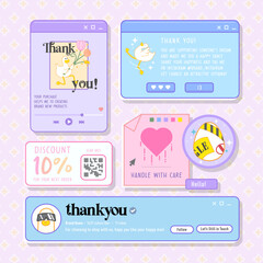 a set of digital interface theme for thank you card design