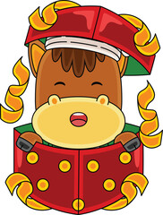 Cartoon Horse character celebrating Christmas