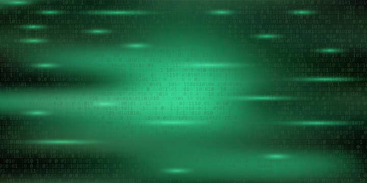 red cyber hack notification alert in green matrix binary data falling with corrupted data lines background banner template