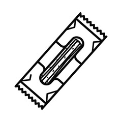 Hand drawn illustration of a single candy bar in wrapper with a simple design