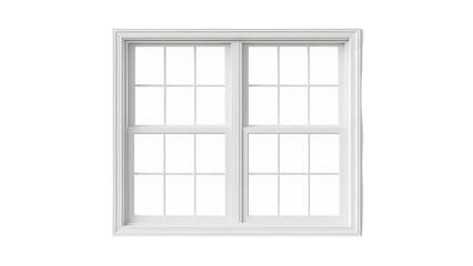 Isolated white window with grids on black background for architectural visualization