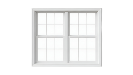 Isolated white window with grids on black background for architectural visualization