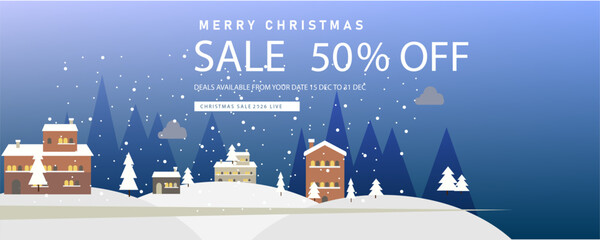 Naklejka premium Merry Christmas Sale Marketing Banner Template
