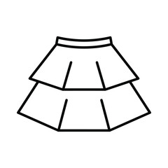 Simple line drawing of a tiered or layered skirt with a waistband