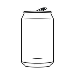 Simple outline drawing of a blank beverage can with a tab