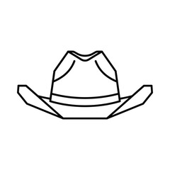 Simple black and white line drawing of a classic cowboy hat