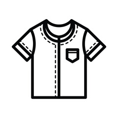 Simple line art icon of a short sleeve button up shirt with a pocket