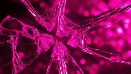 Bright magenta fractured material pattern with circular bokeh background - Powered by Adobe