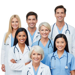 Fototapeta premium Diverse group of smiling medical professionals isolated on transparent background