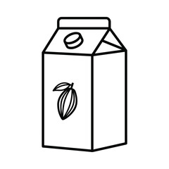 Hand drawn illustration of a carton of chocolate milk with a cocoa bean graphic