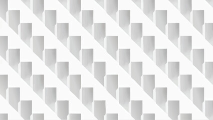 Abstract geometric pattern of white rectangular blocks casting diagonal shadows on a bright surface.