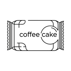 Simple line art illustration of a wrapped coffee cake snack bar