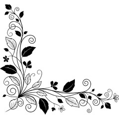 Elegant floral corner design with swirls and delicate leaves for invitations decor