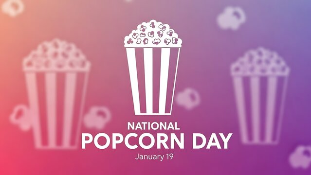 illustration of celebrating National Popcorn Day with stylized popcorn buckets on a gradient background.