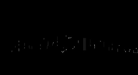 Fototapeta premium Modern minimalist city skyline silhouette with dynamic lines, perfect for corporate branding, urban themes, and futuristic designs