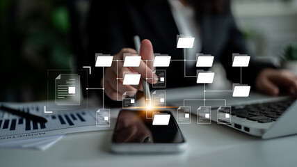 Digital file structure showing folder organization, file hierarchy, and document arrangement. File structure supports management, improves access, and file structure enhances clarity. Latch