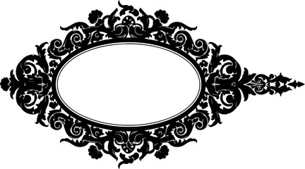 Elegant ornate oval frame border with intricate swirling decorative elements, perfect for invitations, certificates, and premium designs