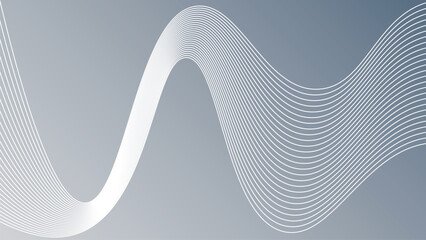 Abstract Gradient Background with Elegant Flowing White Wave Lines and Smooth Curved Minimal Linear Motion Design