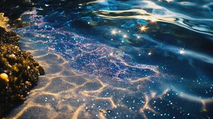 Silky close-up of a tide pool filled with vibrant aquatic detail