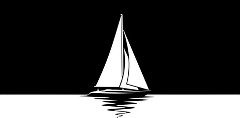 Elegant sailboat gliding across tranquil waters under a starry night sky, reflecting serenity and adventure, perfect for travel or luxury themes © Artesian Edge