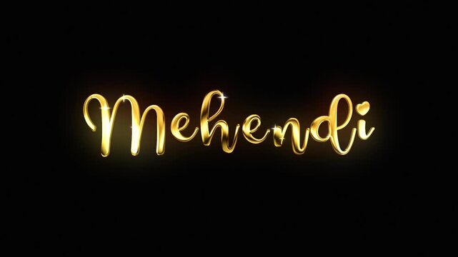 Mehendi golden text lettering handwritten calligraphy animation, gold color animated cursive lettering reveal celebration isolated for invitation greeting card festive holiday elegant wedding alpha
