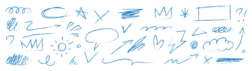 Decorative doodles sketch scribble hand drawn handmade pencil pen marker set vector graphic design illustration art for business infographic journal set pointing arrow speech bubble line outline shape © RadheK 