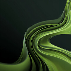 Abstract green flowing ribbon design against a dark background illustration